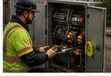 Technician performing network maintenance